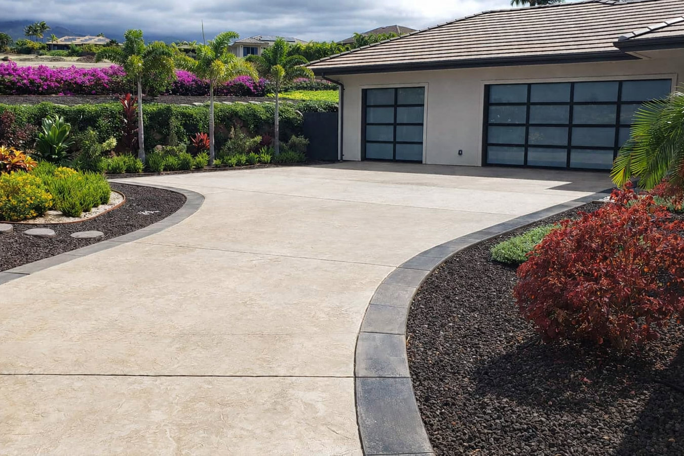 Concrete driveway building